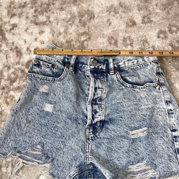 Pac Sun acid/stone washed high rise 5 pocket button up cutoff shorty shorts - Picture 7 of 7